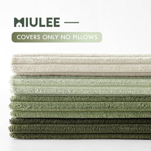 MIULEE Soft Corduroy Decorative Throw Pillow Covers Light Green 20x20