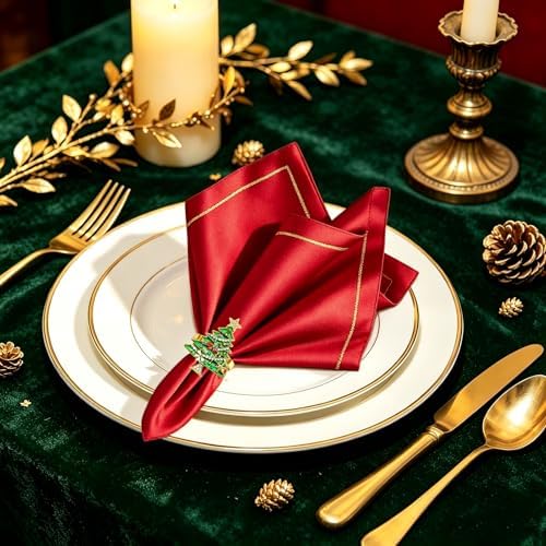 Christmas Tree Napkin Rings Set of 6 for New Year Dinner Decor