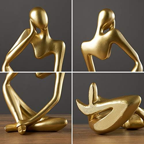 Resin Thinker Style Abstract Sculpture Statue Collectible Figurines Home Office Bookshelf / Gold