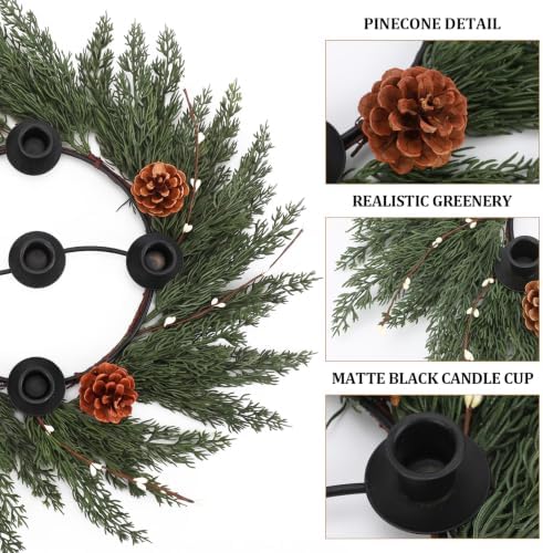 Yinder Cypress Leaves Wreath 14" 5-Hole Gold Centerpiece