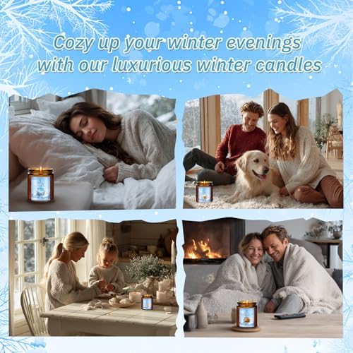 Christmas Candles, Winter Scented Candles for Home, 4 Pack Holiday Natural Soy Candles, Gifts for Women Men, Fragrance