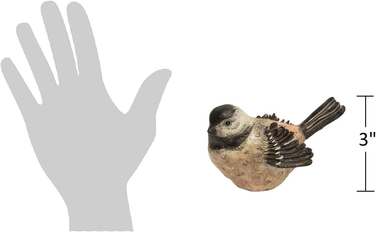 Chickadee Bird Figurines- Bird Decor / Brown / Set of 2