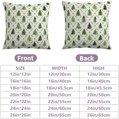 Christmas Tree Pillow Covers 18x18 Set of 2 Sage Green Xmas Farmhouse Print Outdoor Decorative Pillow Cases Winter Holiday Decorations Throw Cushion Case for Couch Sofa Bed