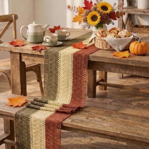 Artoid Mode Caramel Brown Coffee Farmhouse Rustic Table Runner 12x72 Inch