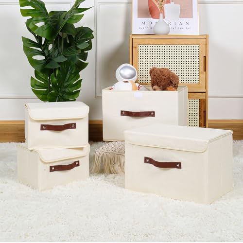 Storage Bin / Lid Storage Boxes / Small / Beige