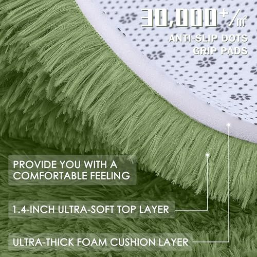 OLANLY 2x3 Machine Washable Small Bedside Rug, Soft Fluffy Shaggy Entryway Throw Rugs for Bedroom, Living Room, Indoor