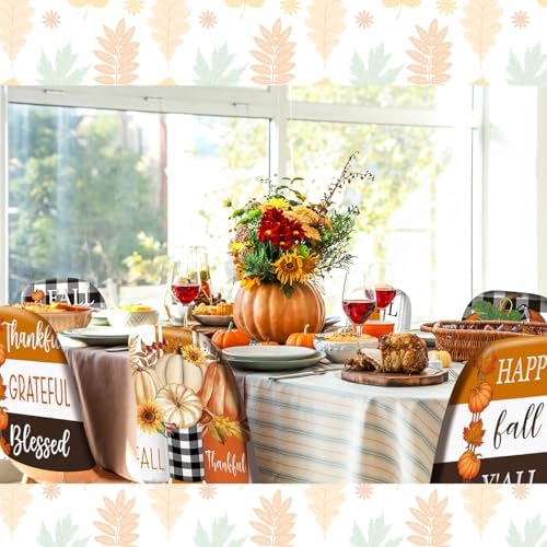 6 Pcs Fall Chair Covers, Harvest Plaid Dining Chair Slipcovers