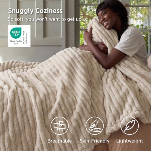 Bedsure Soft King Size Blankets for Bed Khaki 108"x90"