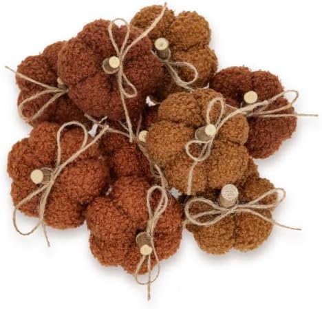 9 Pcs Fall Pumpkins Decorations for Home, Artificial Mini Fabric Pumpkins