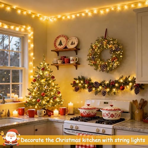 JMEXSUSS 100 LED String Lights Indoor Bedroom Warm White Christmas Lights