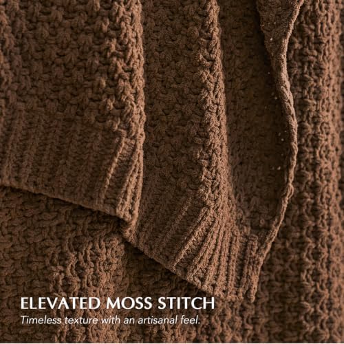EVERGRACEHOME Chunky Chenille Knit Throw Blanket, 50 x 60, Burnt Orange