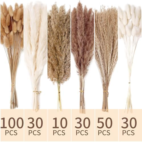 240 PCS Dried Flower Bouquet – Pampas Grass, Floral Decor for Home, Wedding, and Boho Style | Perfect for Vases, Fall