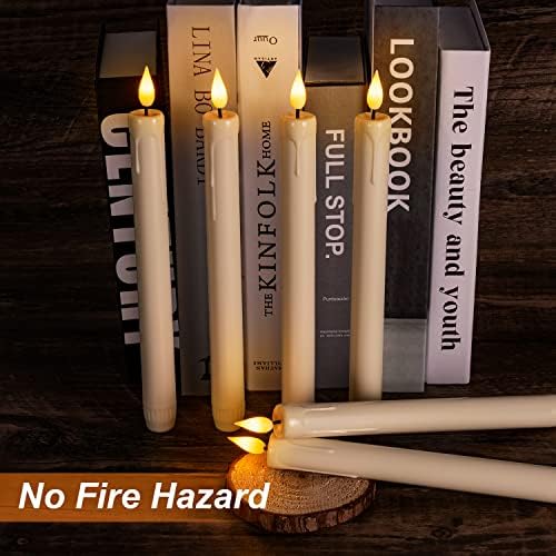 Homemory 3 Pcs Flameless Taper Candles with Remote Timer Dimmer, 9.6" Ivory LED Candlesticks Battery Operated, Plastic Flickering Flameless Candles for Fireplace Wedding Seasonal Indoor Decorations