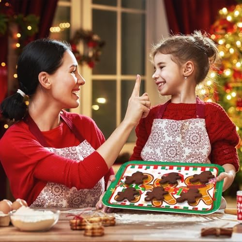 JarThenaAMCS 3Pcs Christmas Serving Trays Reusable Serving Dishes Red Green Gingerbread Man Platter for Xmas Party Sharing Snacks Fruits Dessert, 13 x 10 Inch