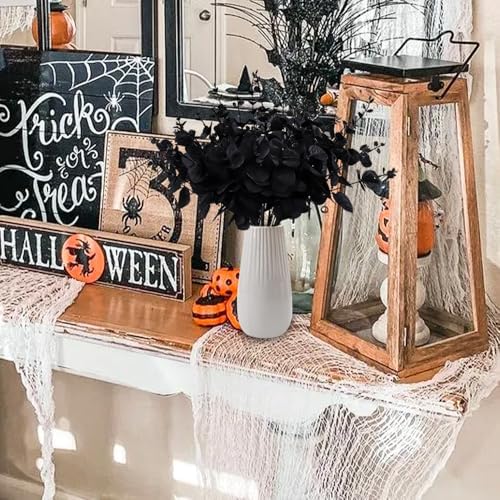 DIYDEC 18Pcs Black Artificial Flowers 2 Styles Black Eucalyptus Stems Decor