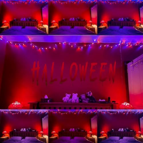 75.8FT 200 LED Linkable Orange and Purple Halloween Lights Indoor Outdoor
