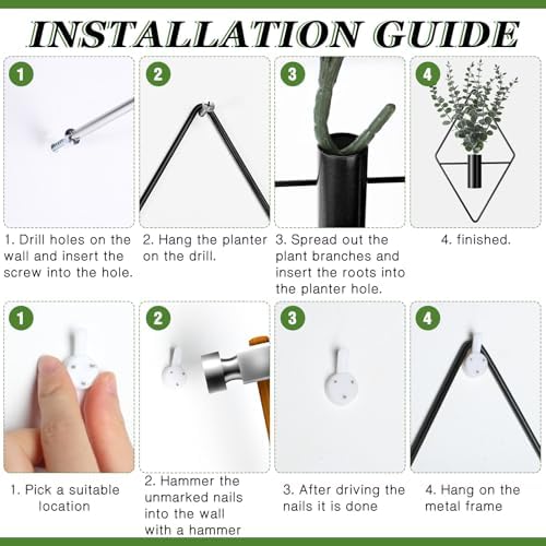 Jexine 2 Pcs Hanging Artificial Planters Wall Decor, Black, Eucalyptus