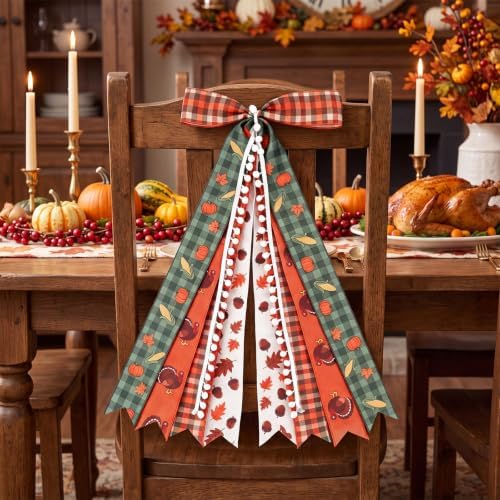2 Pack Thanksgiving Large Wreath Ribbon Bow for Front Door