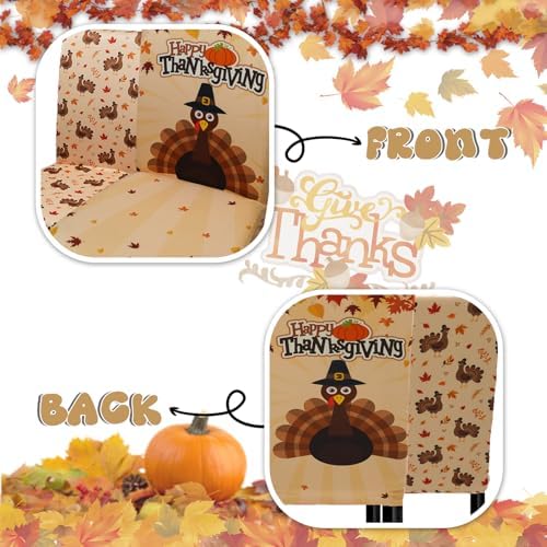 Thanksgiving Chair Covers Set of 4 Fall Turkey Dining Chair Covers for Party Kitchen Removable Fall Seat Covers for Chairs Thanksgiving Decorations
