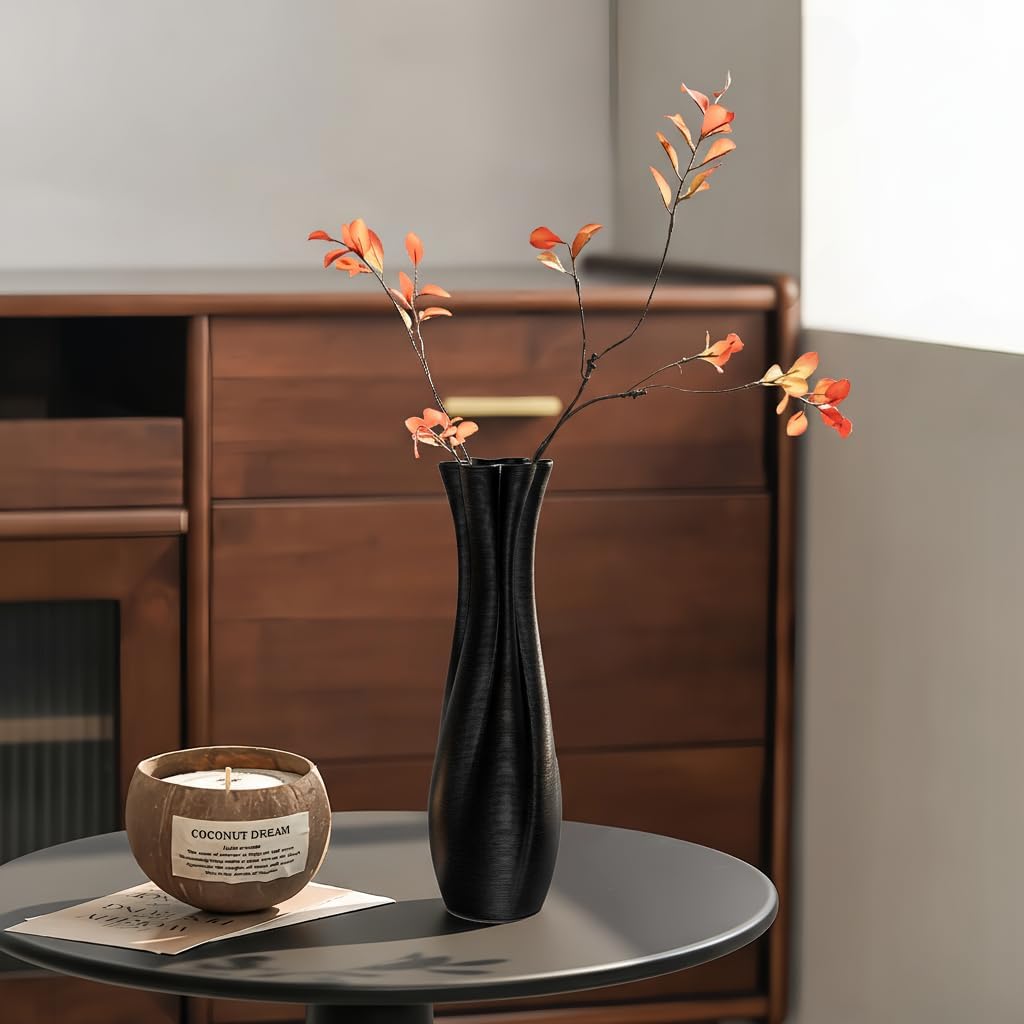 Black Ceramic Decorative Vase / Black-b, 12 Inch