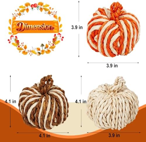 Lulu Home Set of 3 Handwoven Pumpkins Decor