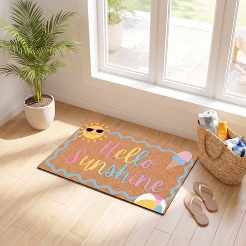Hello Sunshine Welcome Door Mat Artificial Coir Doormat 16x30in