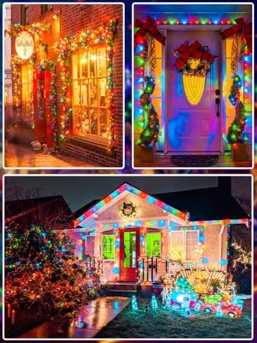 2 Pack Extendable Christmas String Lights Indoor Outdoor 200 LED Multicolor