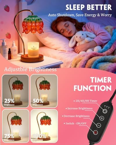 Funistree Flower Candle Warmer Lamp with Timer, Dimmable Candle Lamp Warmer, Christmas Birthday Gifts for Women Mom