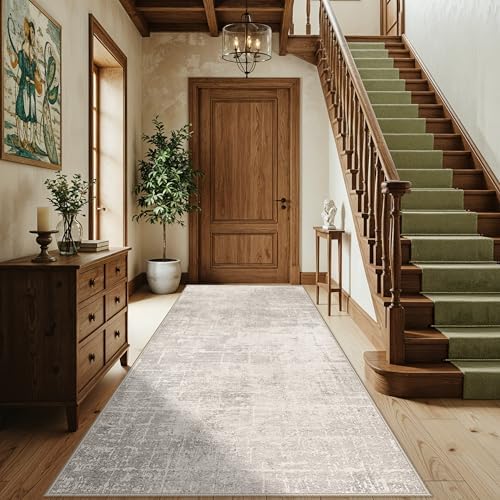 Washable 4x8 Hallway Area Rug: Abstract 8ft Water Resistant Soft Entry Kitchen Runner Rug Non-Slip Low Pile Carpet for
