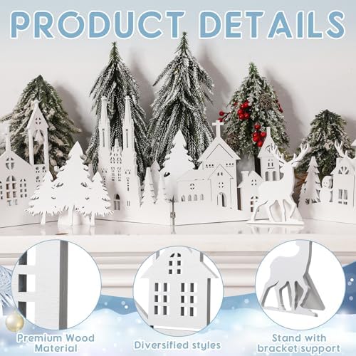 Colingmill 32'' Christmas Tabletop Wooden Decor Church Xmas Tree Elk Sign