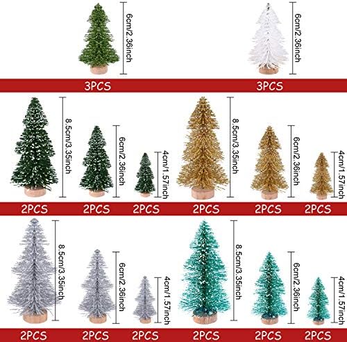 KUUQA 30Pcs Multicolor Mini Christmas Village Trees