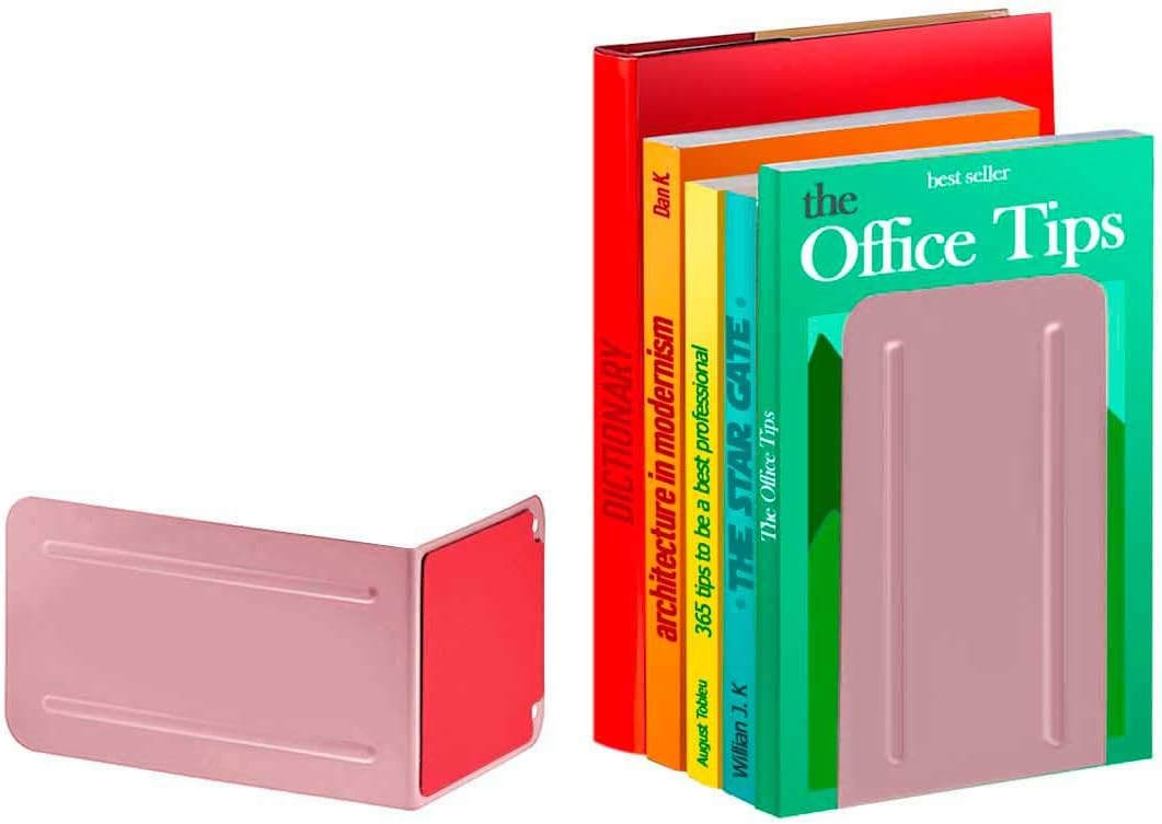 Steel Metal Book Ends Storage / Pink