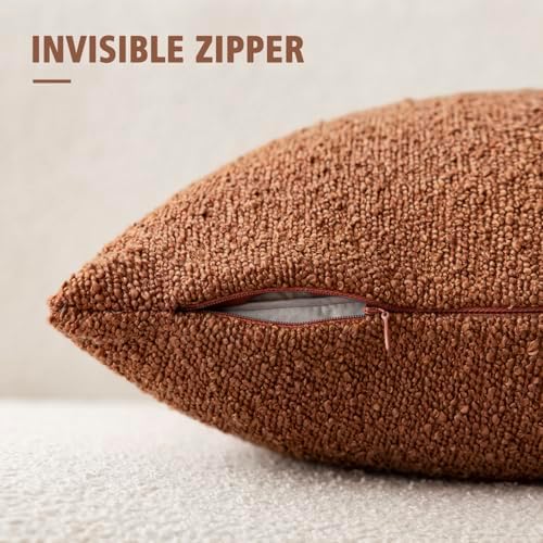 Textured Boucle Throw Pillow Covers Accent Solid Pillow Cases / 20 x 20 / Autumnal / Set of 2