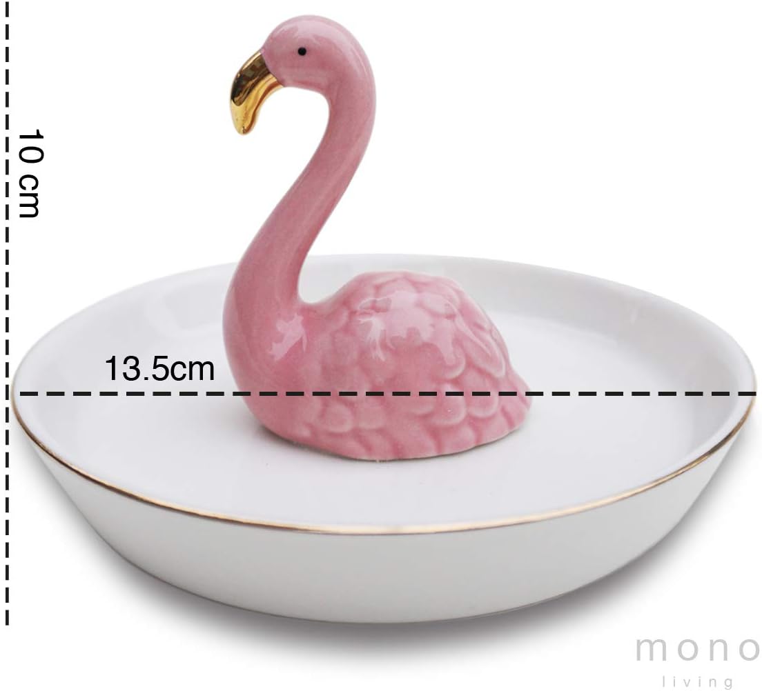 Jewelry Holder & Ceramic Ring Dish / Flamingo / Pink
