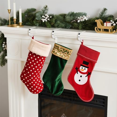 TAROSE Stocking Holders for Mantle, Christmas Stocking Holder Set of 6, Mantle Stocking Hanger Fireplace Hooks for Christmas Party Decoration Supplies(Silver)