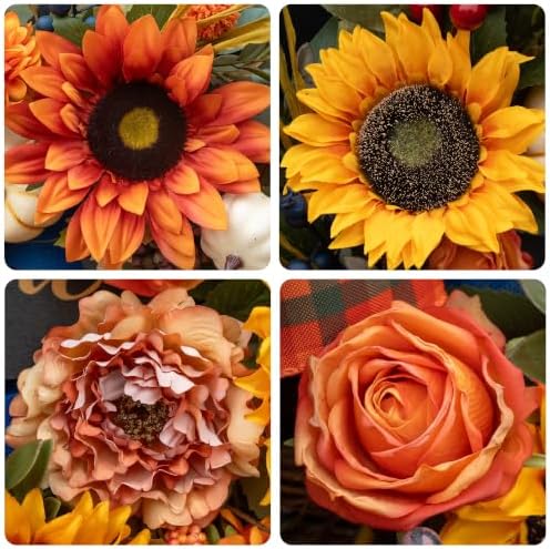 24 Inch Harvest Fall Wreaths for Front Door, Rustic Harvest Autumn Wreath