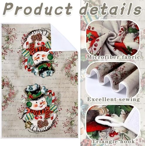 Bencailor 6 Pcs Christmas Kitchen Towel, Gray, Santa Claus