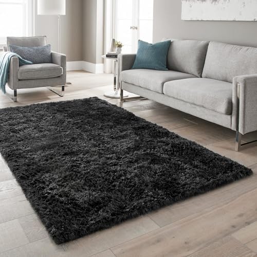 Ophanie Black Area Rug 5x7 Rugs for Living Room, Fluffy Furry Shaggy Fuzzy Rug, Carpets for Bedroom Shag Plush Soft