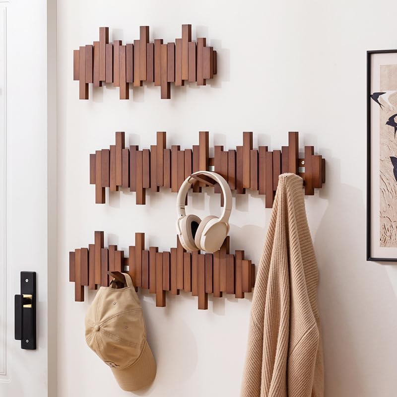 Wooden Magnetic Wall Hooks / Walnut / 6hooks