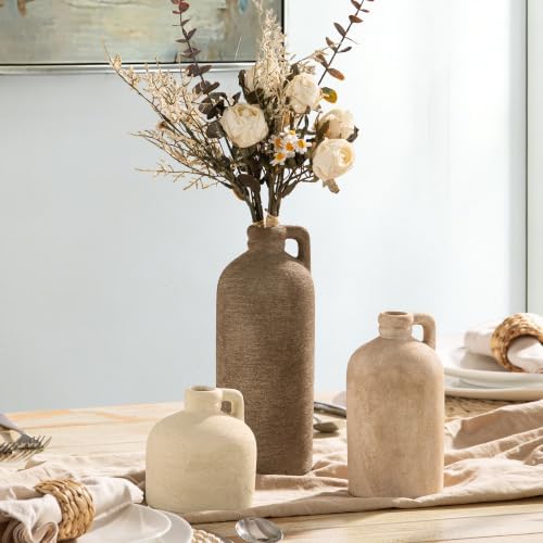 Ceramic Vase Home Table Decor - Flower Vase Set of 3 Living Room Kitchen Decorations Farmhouse Modern Rustic Vases