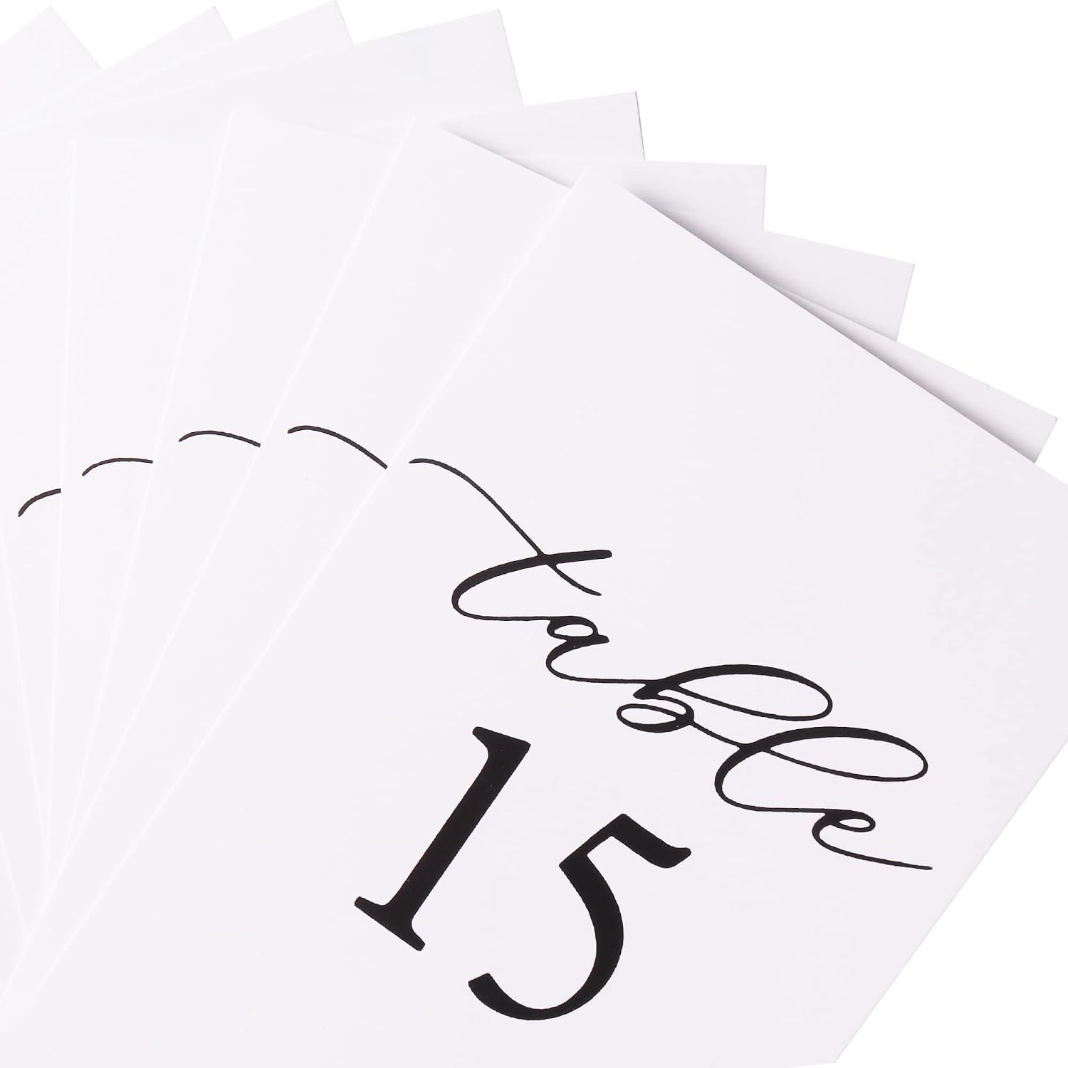Hanna Roberts Modern Cursive Table Number Card Stock Signs with Round Stand for Wedding Reception, Restaurant, Event