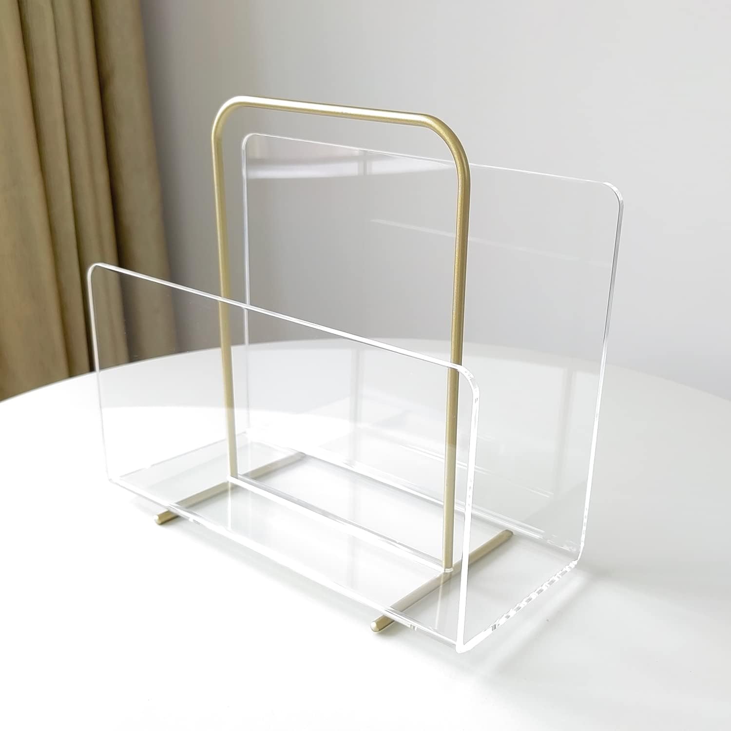 Acrylic Magazine Holder, Crystal Clear Acrylic Magazine Book Rack, Desktop File Organizer for Office Organization