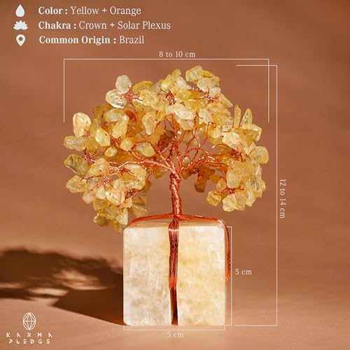 KARMAPLEDGE Chakra Tree of Life for Unique Gifts for Mom, Dad, Home and Office Decor, Handmade Citrine Healing Crystal