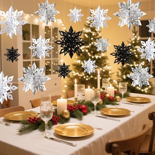 24PCS Hanging Snowflake Decorations Winter Wonderland Party Supplies