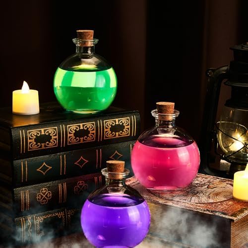 Tessco for you 1 Pcs 8.5 oz Glass Potion Bottles with Cork, Round Spherical Apothecary & Decorative Bottles for Candy, Spices, Vanilla Extract, Wish Messages, Snow Globe & DIY Crafts (Classic)