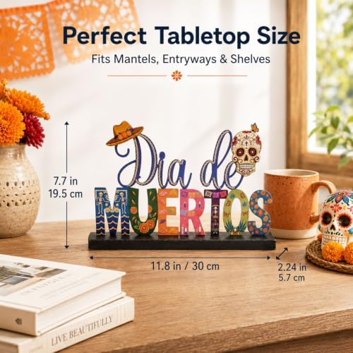 Metal Dia De Los Muertos Sign Altar Ofrenda Table Shelf Home Decor