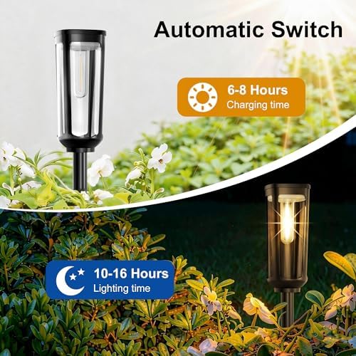 JEJOT Solar Pathway Lights Outdoor Waterproof, 12 Pack Solar Walkway Lights