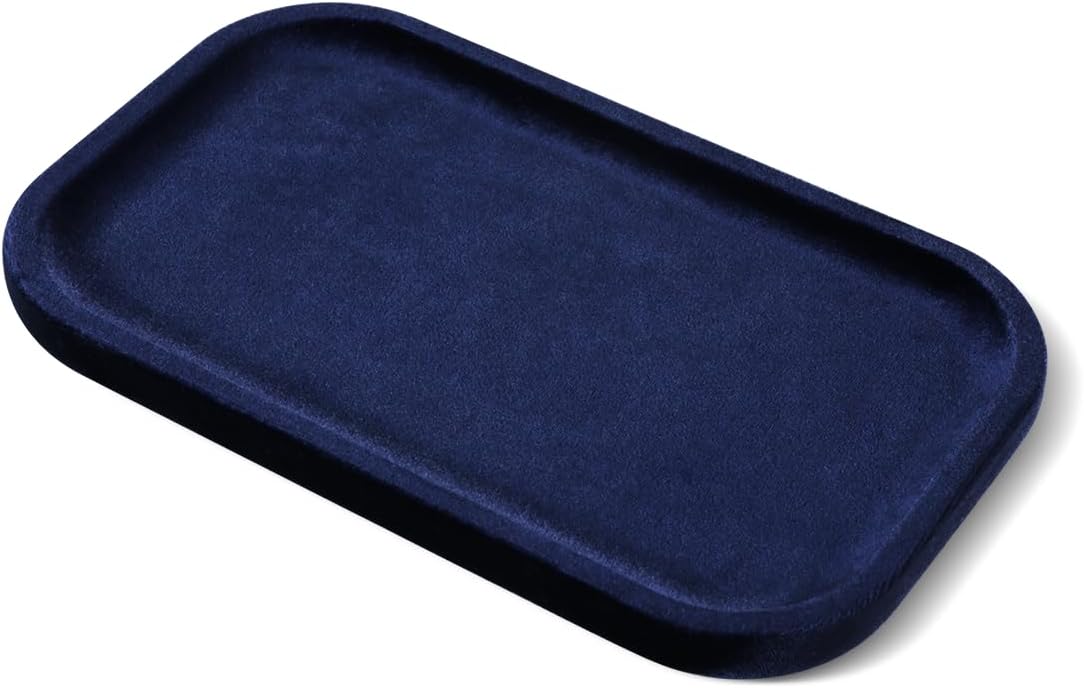 Resilient Velvet Jewelry Display Tray for Ring Earrings Bracelet Necklace / Dark Blue / 7.9 x 4.7