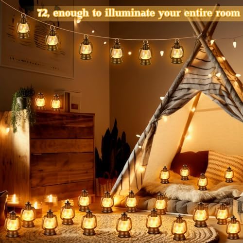 Ferraycle 72 Pcs Mini Lanterns Bulk 4 Inch Black Lamp Table Centerpieces