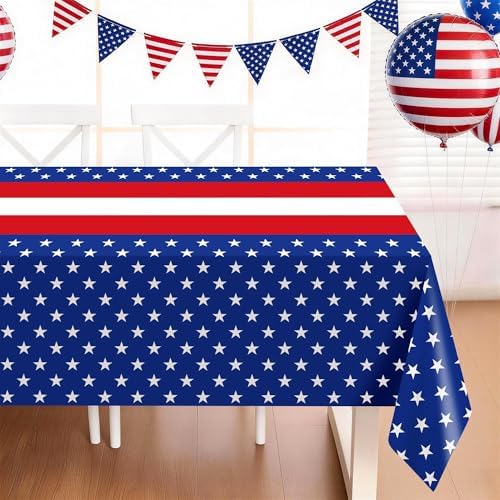 3 Pack Patriotic Tablecloths,Red White and Blue Tablecloth,Patriotic Decor